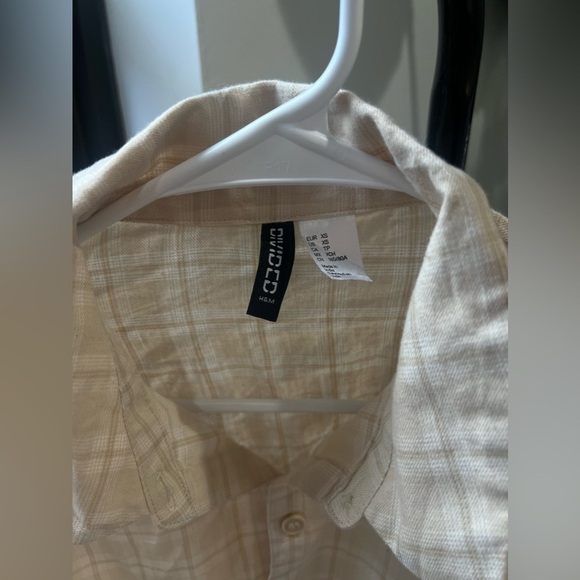 NWOT Neutral Fall button up collared long sleeve plaid crop top - Picture 4 of 5